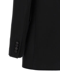 Saint Laurent Satin Lapel Blazer Black