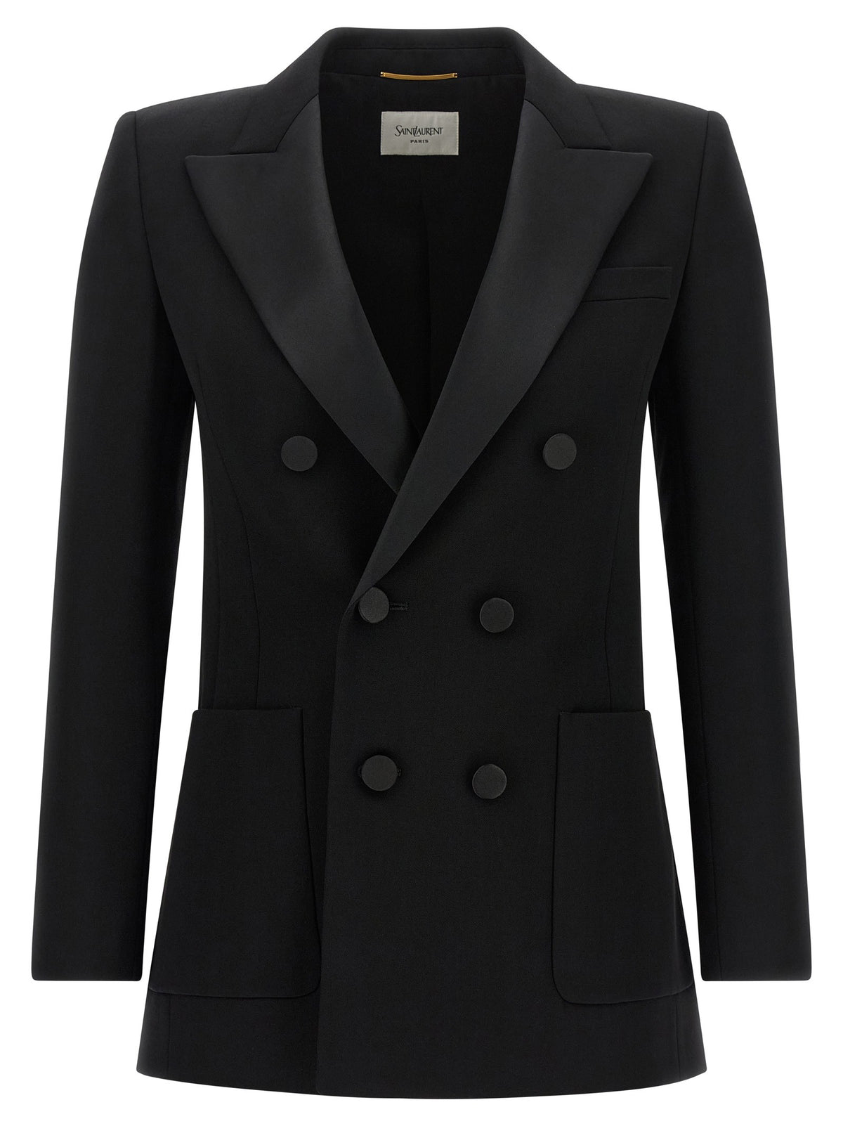 Saint Laurent Satin Lapel Blazer Black