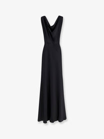 Actualee Women's Satin Long Dress Black