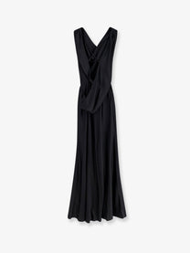 Actualee Women's Satin Long Dress Black