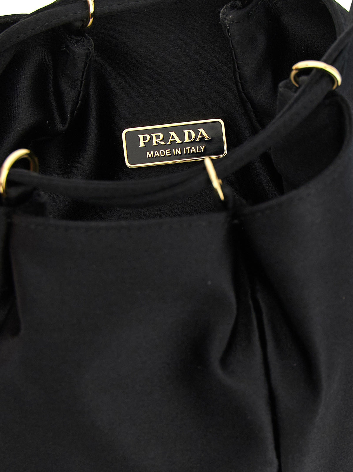 PRADA Satin Mini Bucket Bag Black