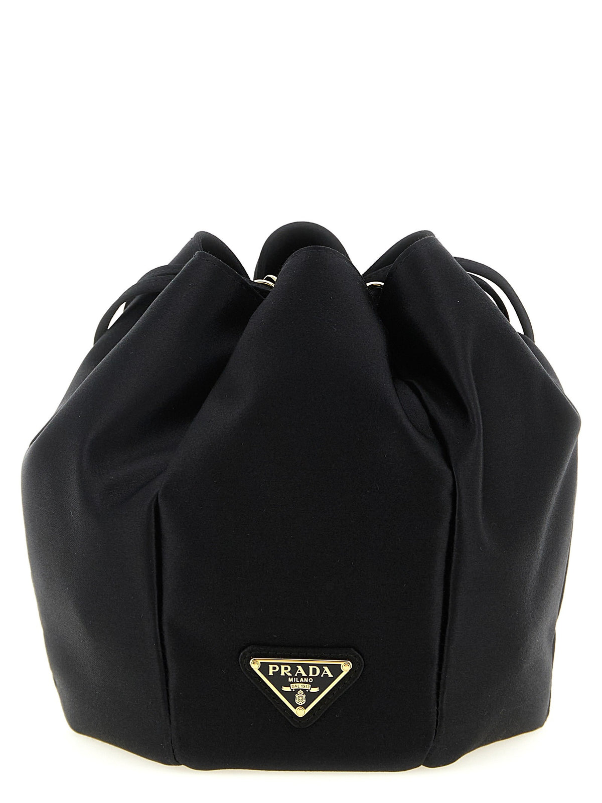 PRADA Satin Mini Bucket Bag Black