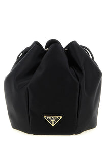 PRADA Satin Mini Bucket Bag Black