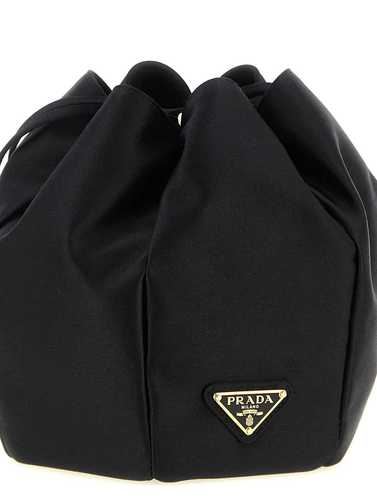 PRADA Satin Mini Bucket Bag Black