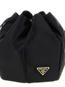 PRADA Satin Mini Bucket Bag Black