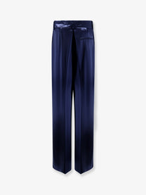 Alberta Ferretti Women's Satin Trousers Blue
