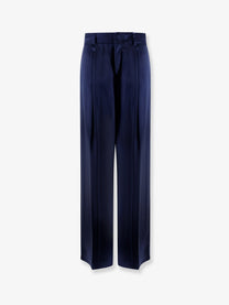 Alberta Ferretti Women's Satin Trousers Blue