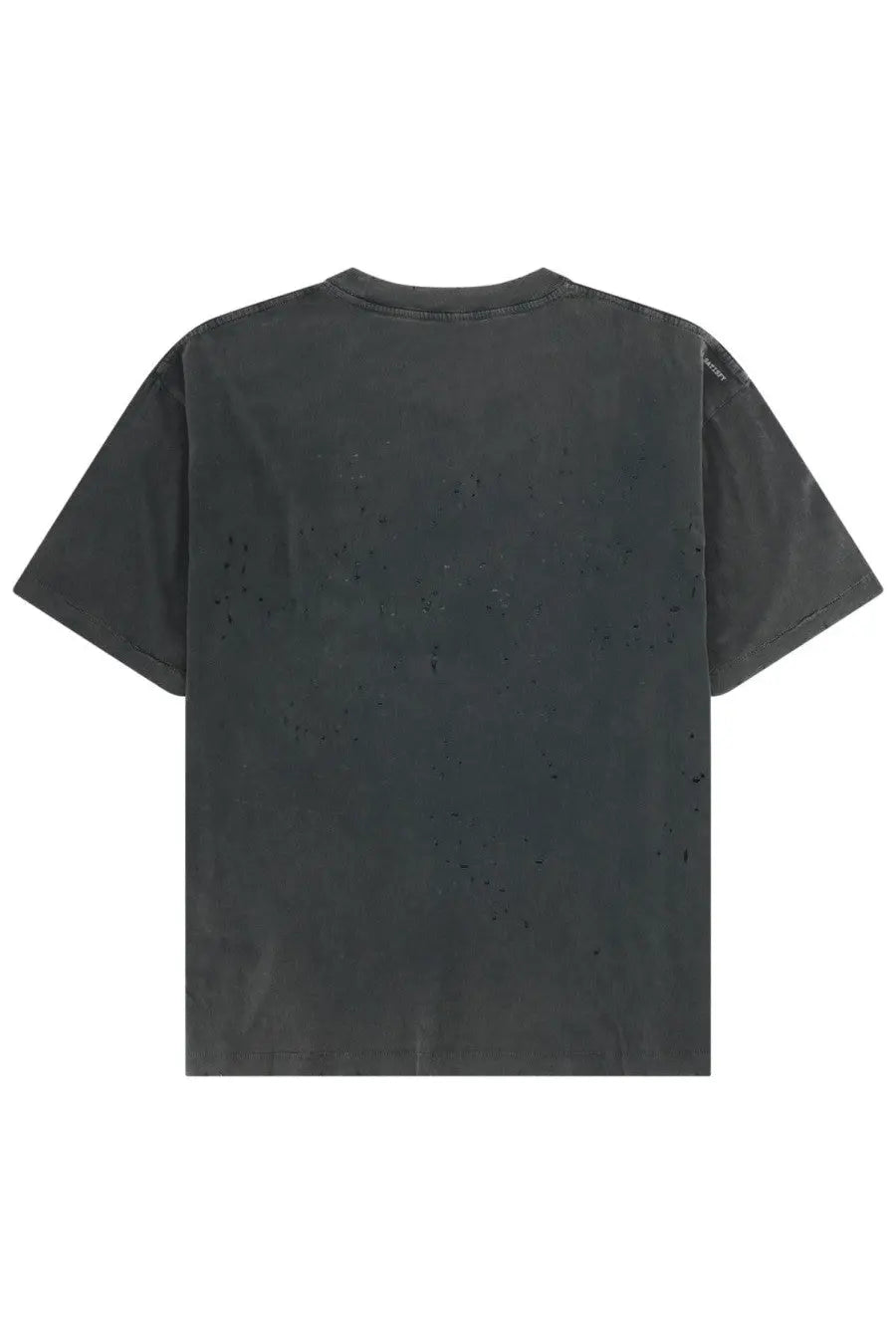 Satisfy men’s shirt con black dark gray slightly distressed cotton t-shirt with relaxed fit and subtle speckled texture