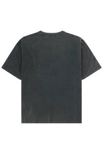 Satisfy men’s shirt con black dark gray slightly distressed cotton t-shirt with relaxed fit and subtle speckled texture
