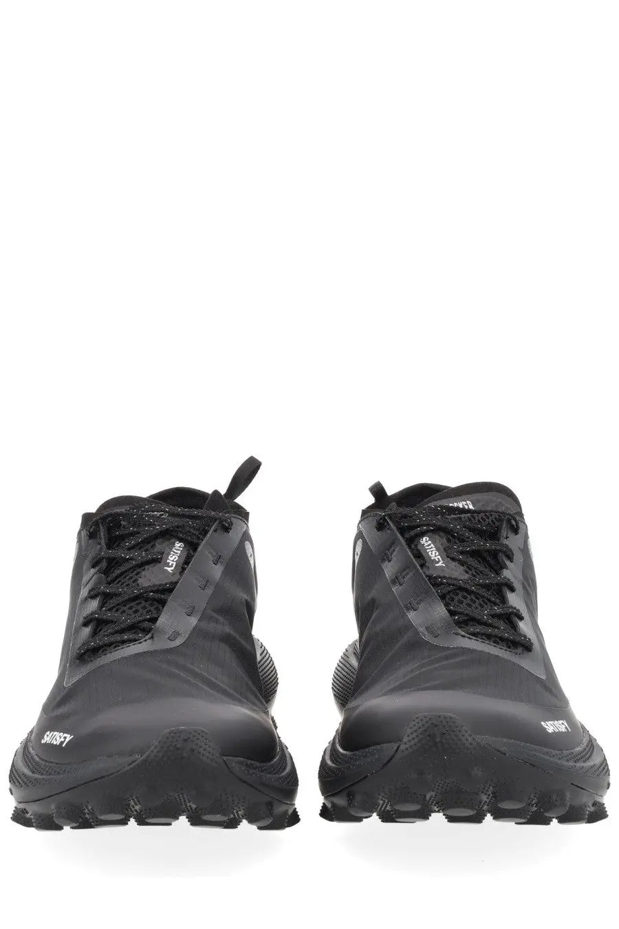 Satisfy men’s sneaker therocker black trail running shoes with sleek waterproof gore-tex upper and rugged outsole