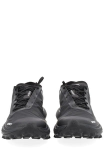 Satisfy men’s sneaker therocker black trail running shoes with sleek waterproof gore-tex upper and rugged outsole