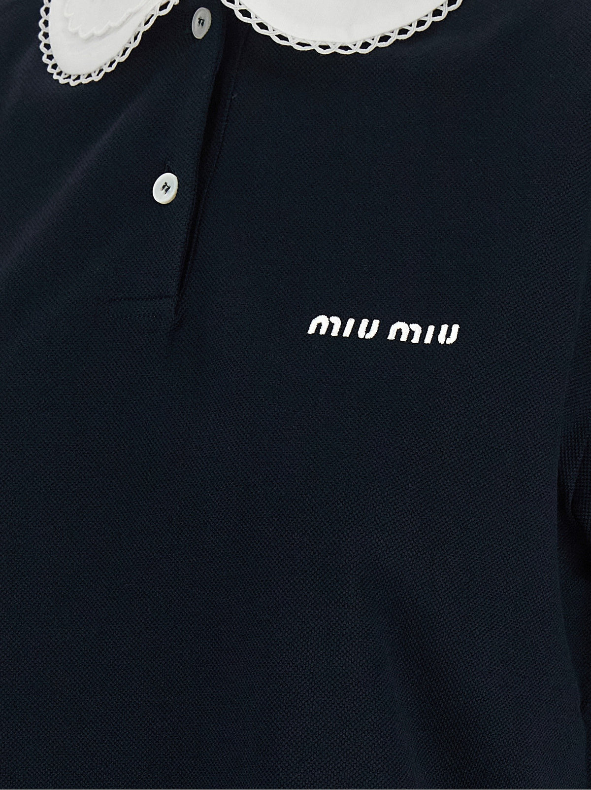 Miu Miu Scalloped Collar Polo Shirt Blue