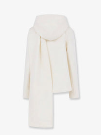 ALAÏA Women's Scarf Boiled Wool Coat White