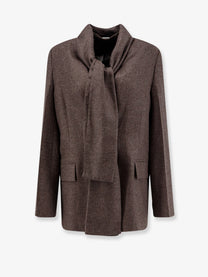 Toteme Women's Scarf Lapel Viscose and Wool Blazer Beige