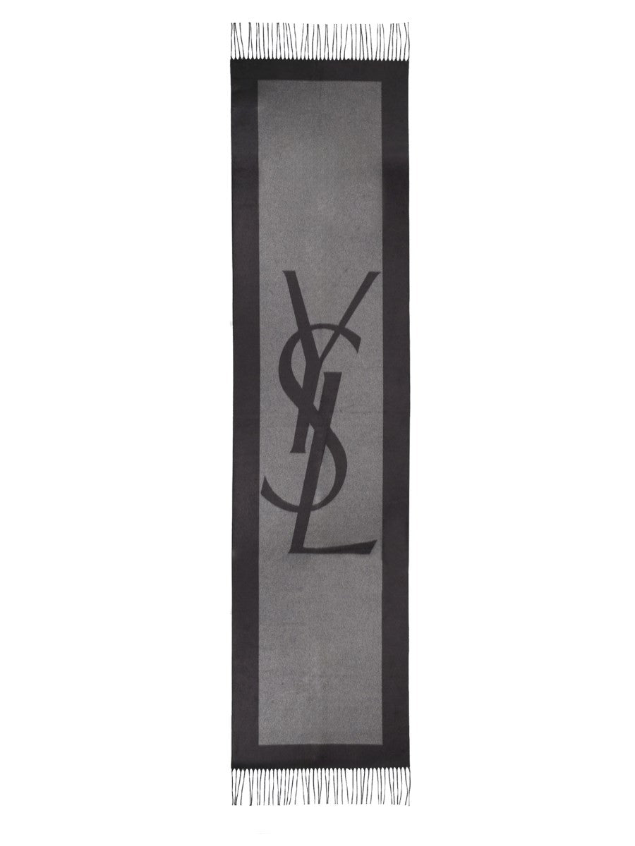 Saint Laurent Women's Sciarpa Cassandre in Jacquard Di Seta Grey