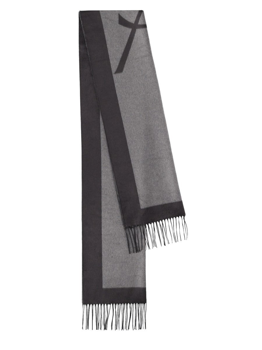 Saint Laurent Women's Sciarpa Cassandre in Jacquard Di Seta Grey