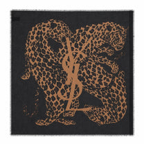 Saint Laurent Women's Sciarpa Cassandre in Twill Di Lana Con Stampa Multicolor