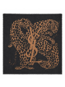 Saint Laurent Women's Sciarpa Cassandre in Twill Di Lana Con Stampa Multicolor