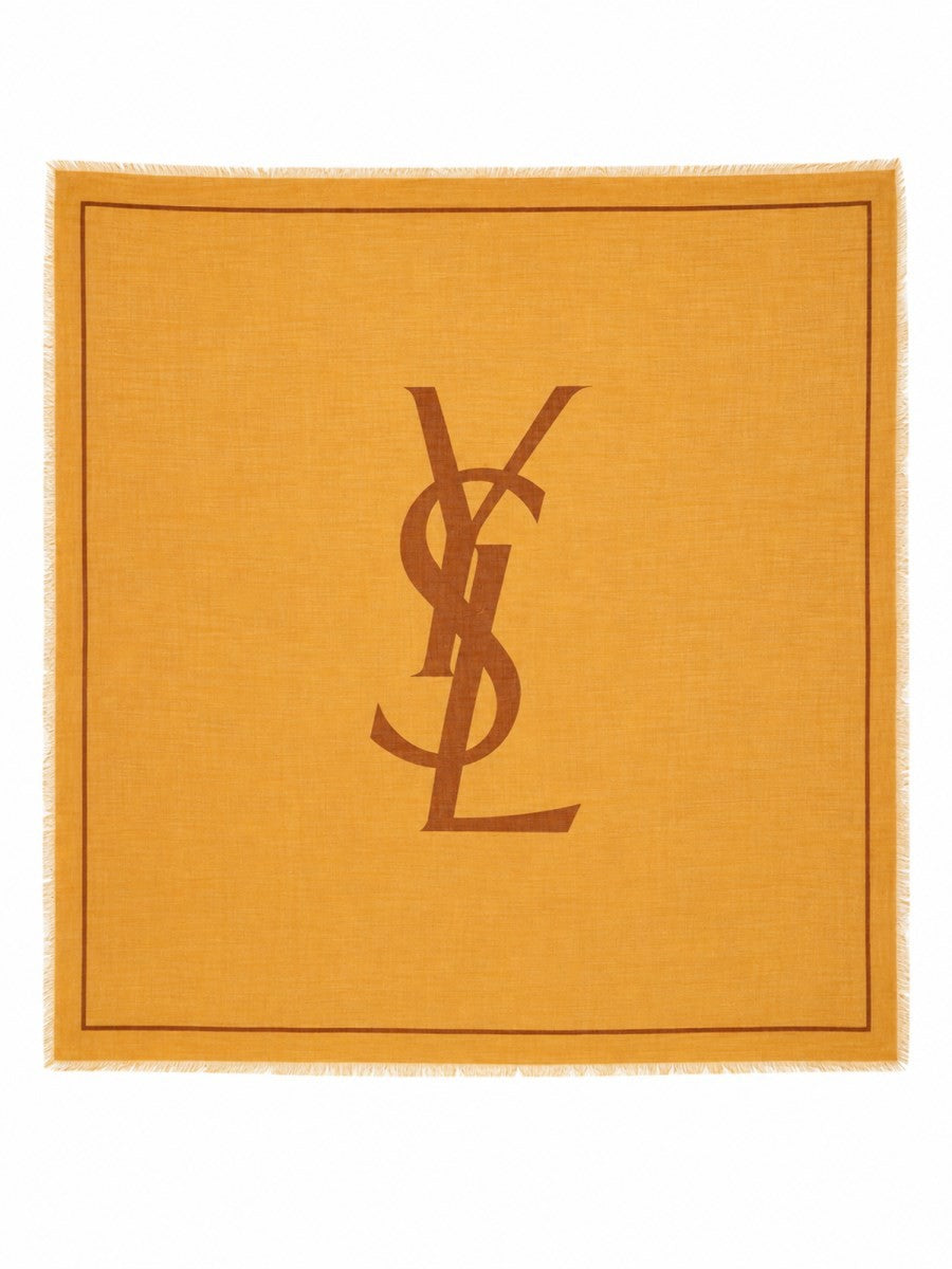 Saint Laurent Women's Sciarpa Cassandre in Twill Di Lana Brown