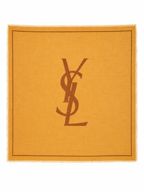 Saint Laurent Women's Sciarpa Cassandre in Twill Di Lana Brown