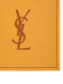Saint Laurent Women's Sciarpa Cassandre in Twill Di Lana Brown