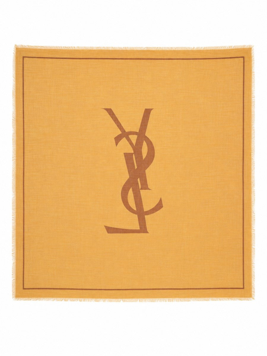 Saint Laurent Women's Sciarpa Cassandre in Twill Di Lana Brown