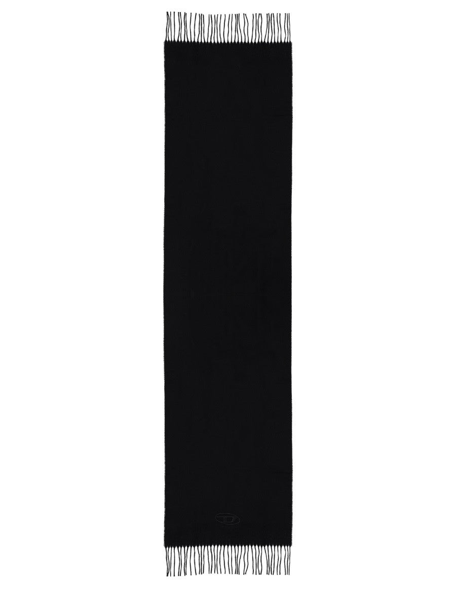 Diesel Men's Fringed Wool Scarf Black