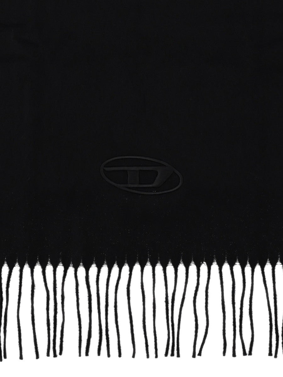 Diesel Men's Fringed Wool Scarf Black, view 2