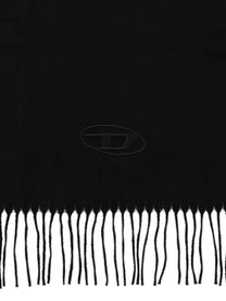 Diesel Men's Fringed Wool Scarf Black, view 2