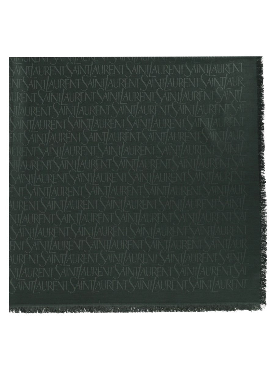 Saint Laurent Women's Sciarpa Jacquard in Seta Lana Green