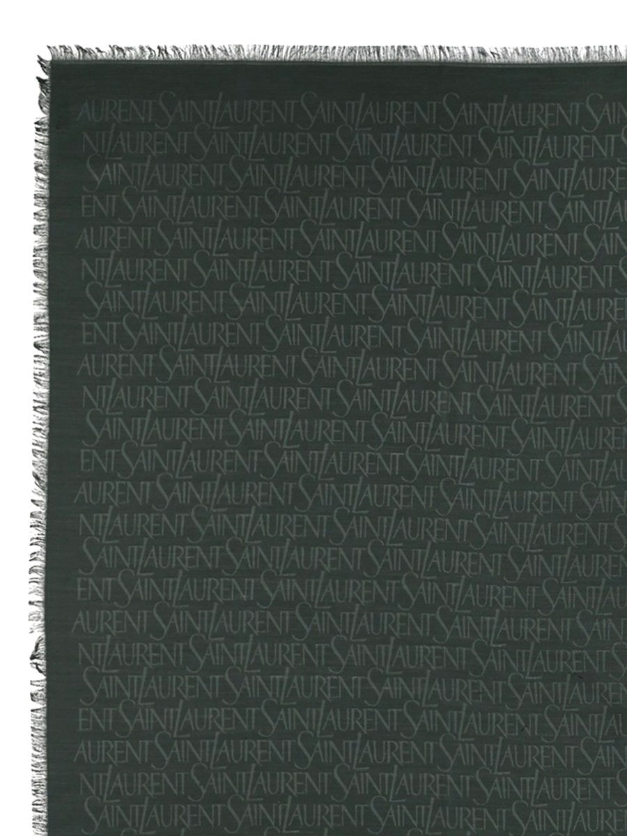Saint Laurent Women's Sciarpa Jacquard in Seta Lana Green