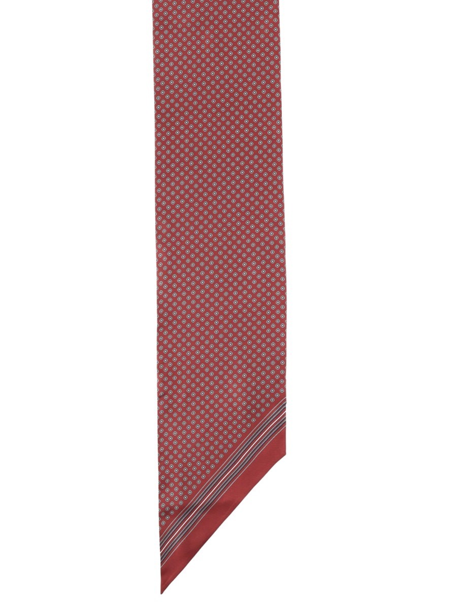 Saint Laurent Men's Sciarpa Lavallière in Twill Di Seta Red