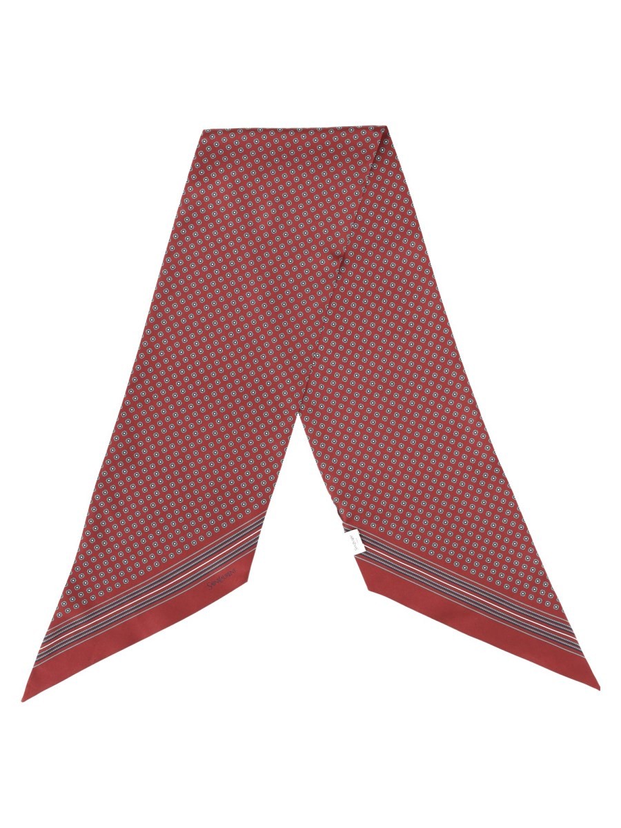 Saint Laurent Men's Sciarpa Lavallière in Twill Di Seta Red