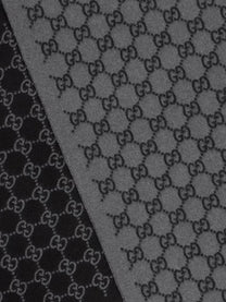 Gucci Men's Sciarpa Realizzata in Jacquard Di Cashmere GG Impreziosita Da Finiture Con Frange Black