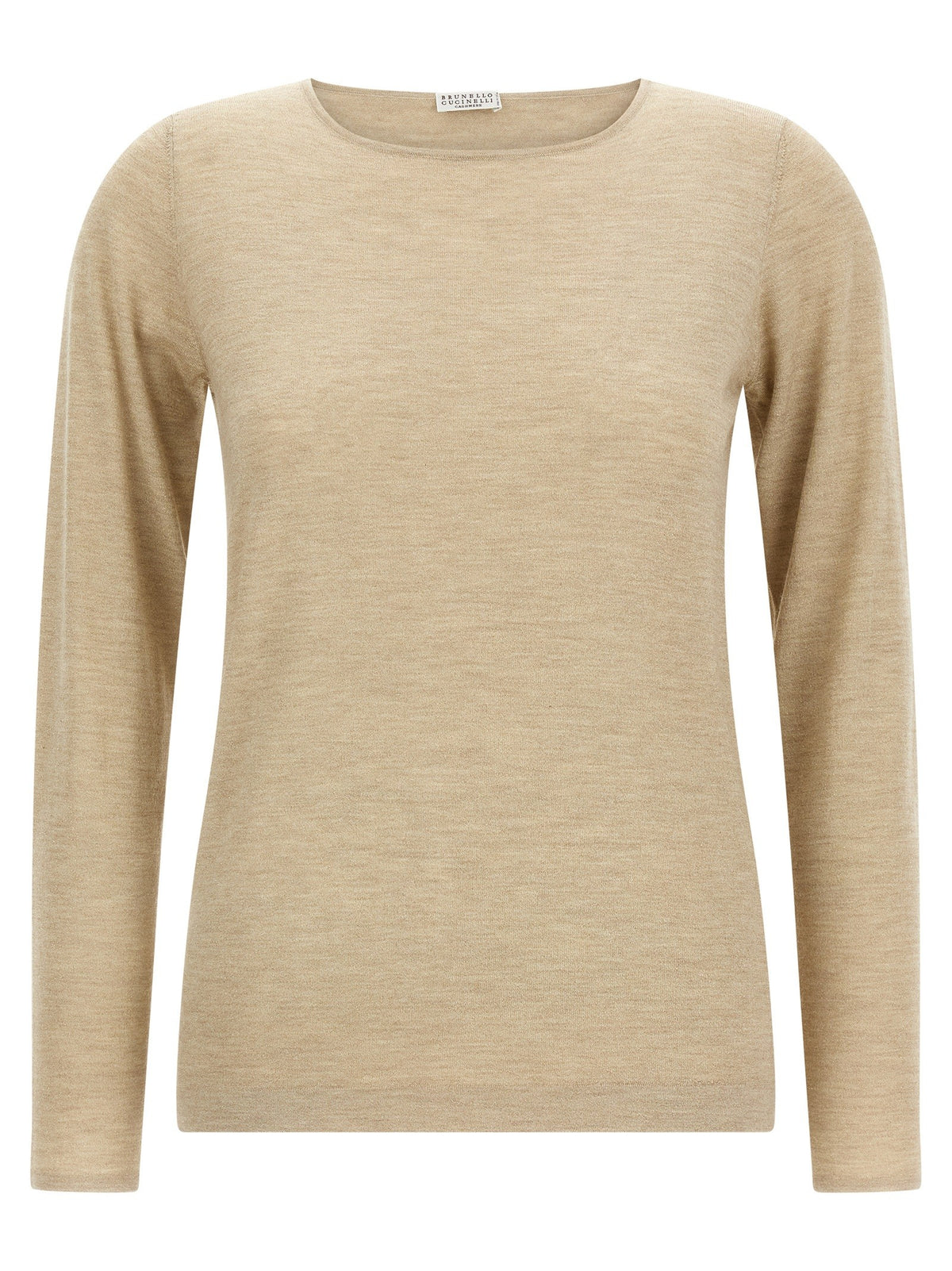 Brunello Cucinelli Scollo Barchetta in Lurex Sweater Beige