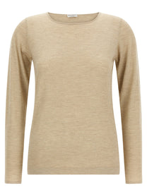 Brunello Cucinelli Scollo Barchetta in Lurex Sweater Beige