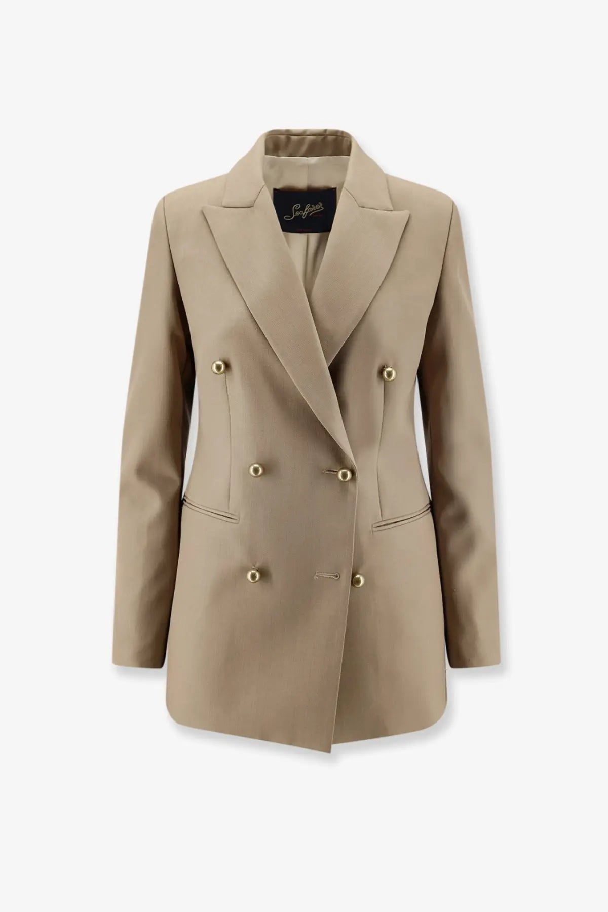 Seafarer women’s betty virgin wool blazer black beige double-breasted with gold-toned buttons and structured collar