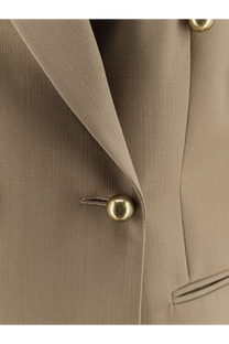 Seafarer women’s Betty virgin wool beige blazer with gold-toned spherical buttons and textured fabric finish