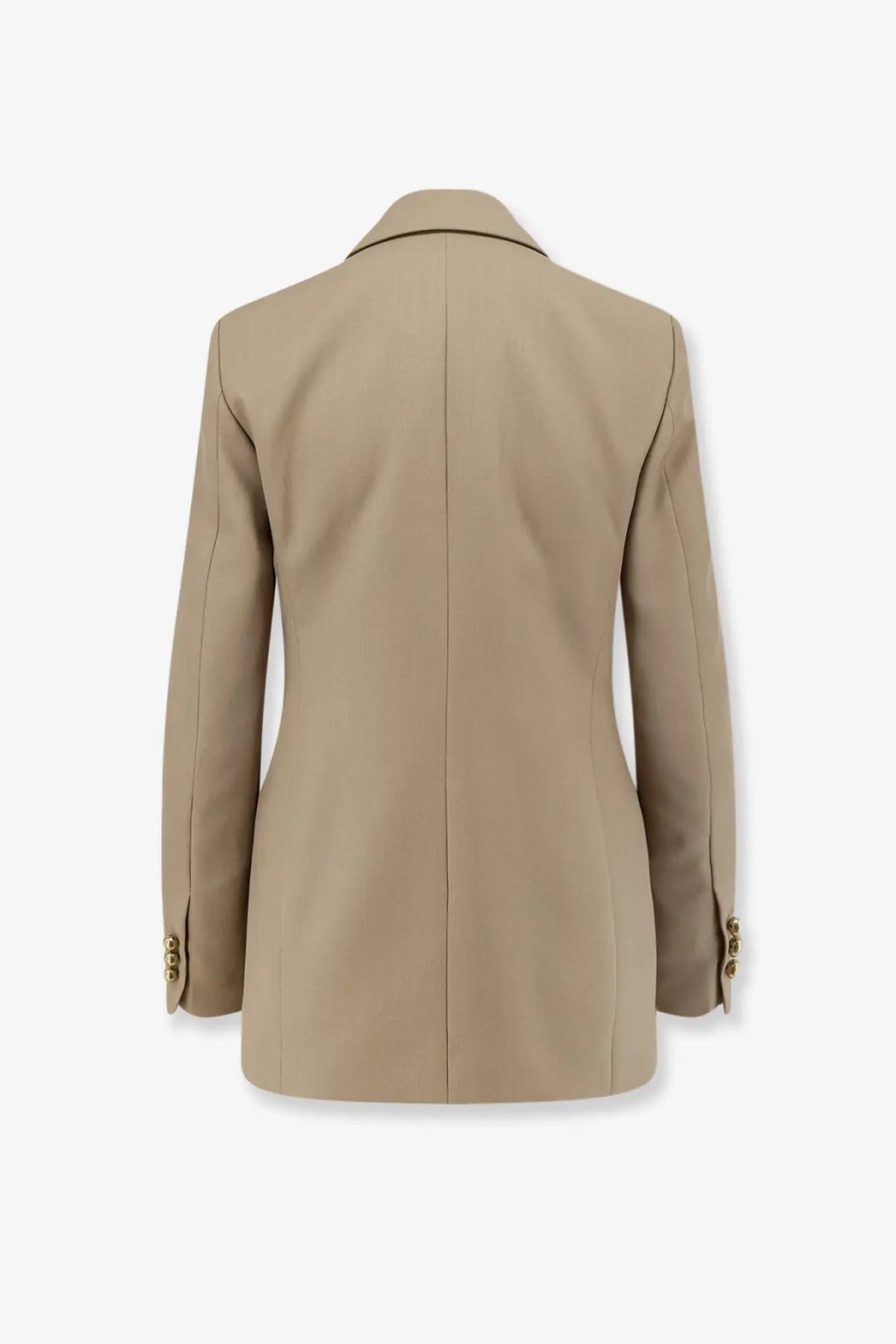 Seafarer women’s Betty virgin wool beige blazer with structured shoulders and gold-tone button cuffs
