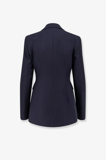 Seafarer women’s blazer gilda in lana vergine black showing the back with structured navy blue tailored design and seam detailing