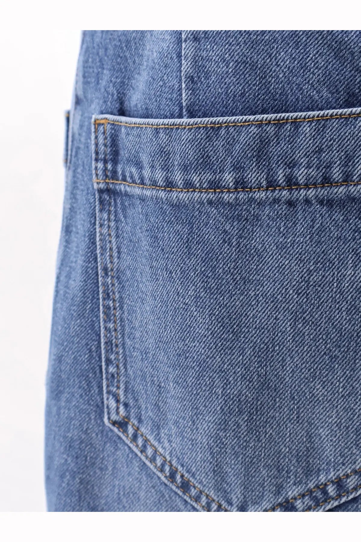 Seafarer women’s curt cotton blue denim jeans back pocket with visible stitching and subtle faded texture