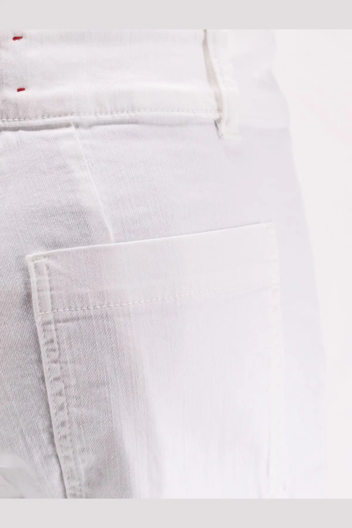 Seafarer women’s Jane denim trousers white with a clean crisp finish and subtle red stitching along the waistband