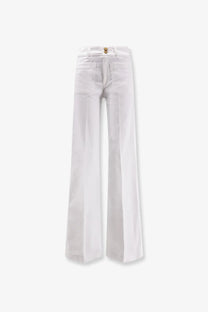 Seafarer women’s Jane denim trousers white with wide-leg fit five-pocket design and gold-tone button closure