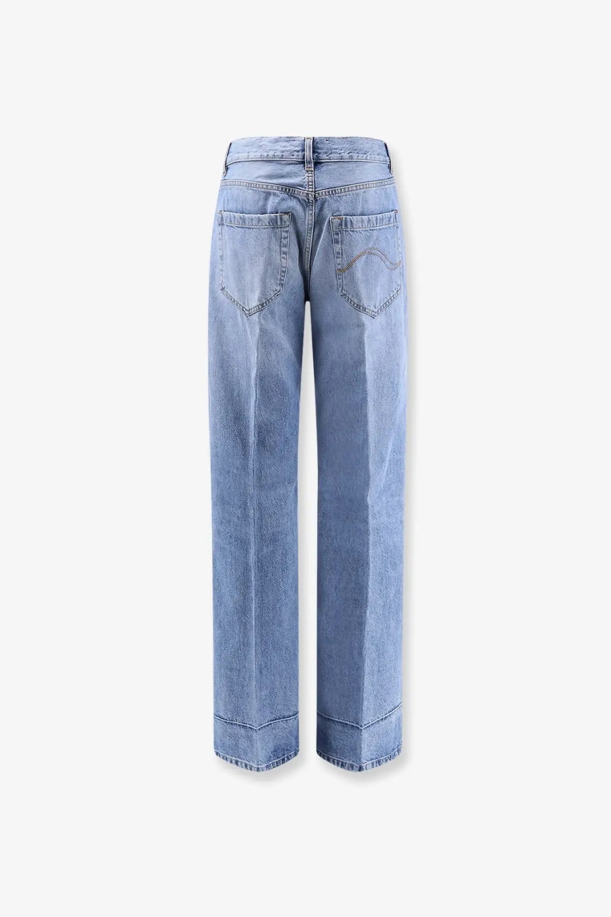 Seafarer women smin cotton jeans blue with light-wash denim straight-leg cut and classic back pockets shown from back