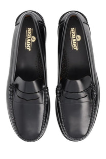 Sebago men’s mocassino classic dan black black patent leather loafers with polished finish and stitched detailing