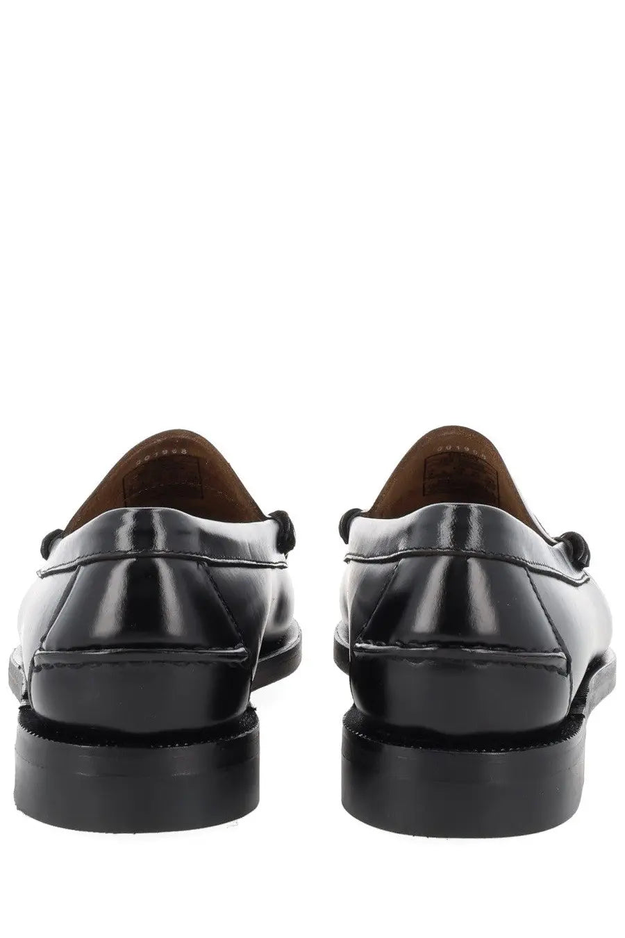 Sebago men’s mocassino classic dan black patent leather loafers with glossy finish and contrasting brown lining