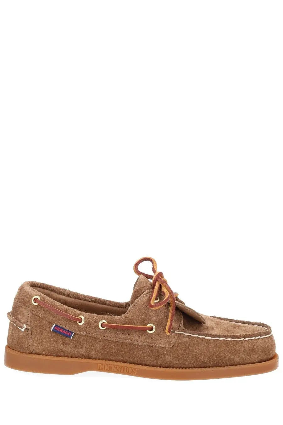 Sebago men’s mocassino Portland artisan brown brown suede boat shoe with tan laces and gold eyelets