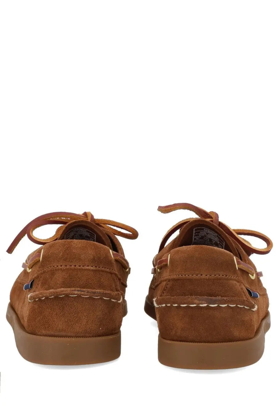 Sebago men’s mocassino portland artisan brown suede boat shoes with tan laces and contrasting stitching