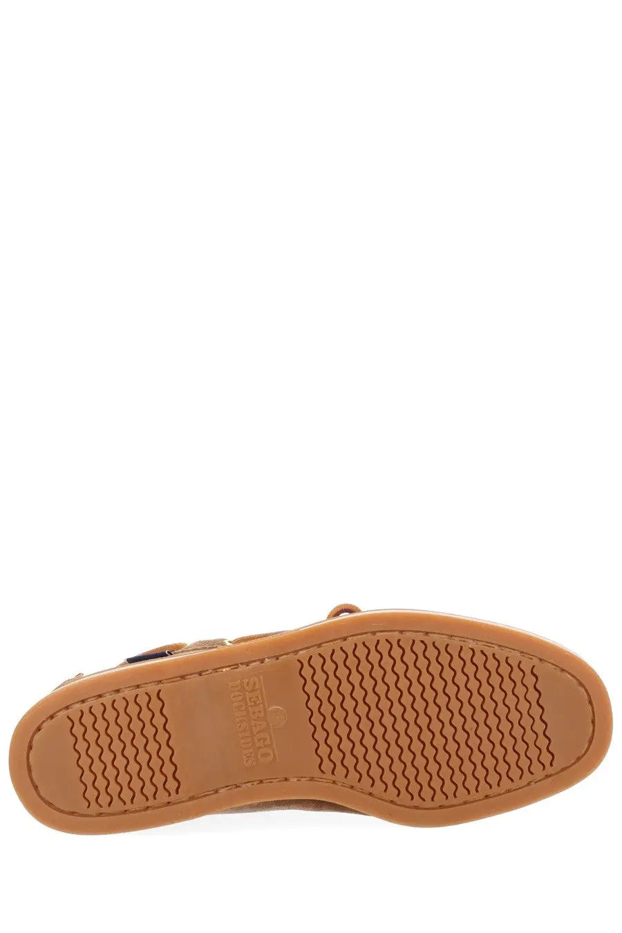 Sebago men’s mocassino Portland artisan brown tan leather boat shoe with textured rubber sole and embossed logo