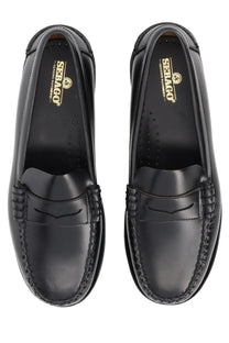 Sebago women’s mocassino classic dan black black leather loafers with polished finish and braided edge stitching